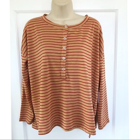 Maison Du Soir White Label Striped Pajama Top NWT - Picture 2 of 9